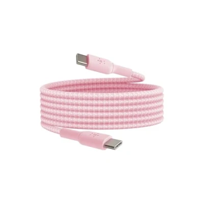 Image of Belkin BoostCharge (2M/6.6ft) Braided USB C to Cable for iPhone 16, 16 Pro, Pro Max, Plus, Galaxy S24, S23, Note10, Note9, Pixel 8, 7, iPad &amp; More Pink