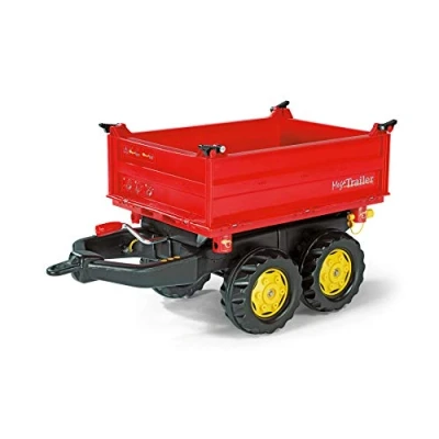 Image of rolly toys rollyMega Trailer Giant Three Site Tipping for Pedal Tractor 123001, Red