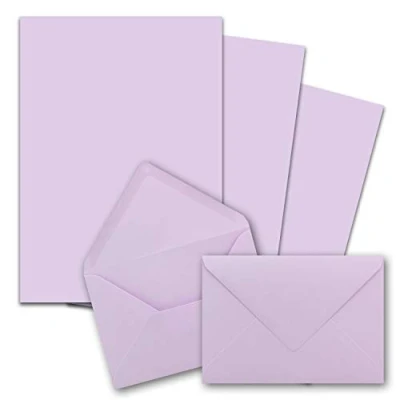 Image of 25 x Letter Paper Sets A4 with C6 Envelopes, Wet Seal, Lilac, Matte Writing FarbenFroh by Gustav Neuser