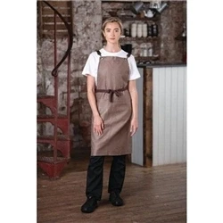 Image of Southside Linen Blend Bib Apron Chocolate
