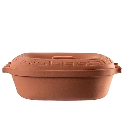 Image of KADAX Oval Clay Roaster, Ceramic Pot with Lid and Side Handles, Steamer Made of Natural Materials, Casserole Dish for Fat free Cooking, Roasting (5L)