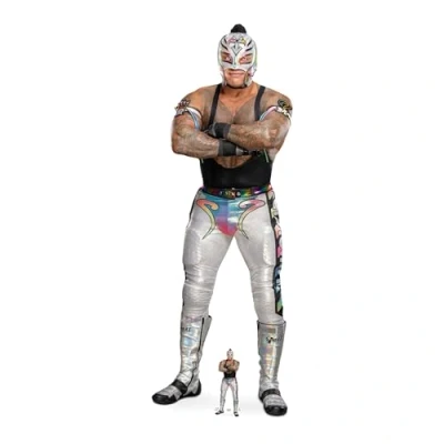 Image of Star Cutouts SC4430 Rey Mysterio Silver Cardboard Cut Out Height 173cm