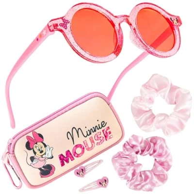 Image of Disney Girls UV Protection Sunglasses, Case and Hair Accessories Set Gifts (Pink Minnie)