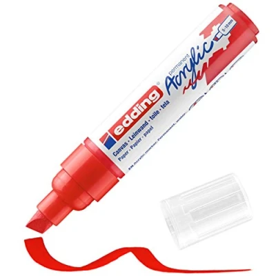 Image of edding 5000 acrylic marker broad red 1 waterproof paint chisel nib 5 10 mm pen for drawing on canvas, art paper and wood markers pebbles