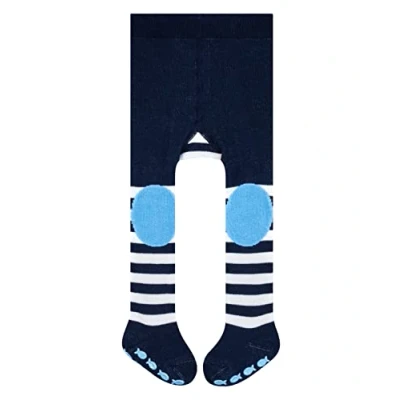 Image of FALKE Unisex Baby Crawler Boy Tights, Cotton, Blue (Marine 6120), 1 6 months (1 Pair)