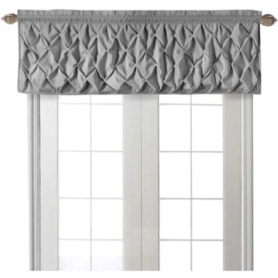 Image of VCNY Home Carmen Collection Window Valance with Rod Pocket Stylish Lattice Smocked Diamond Design for Kitchen, Bedroom, or Living Room, Yellow 60&quot; x 20&quot;