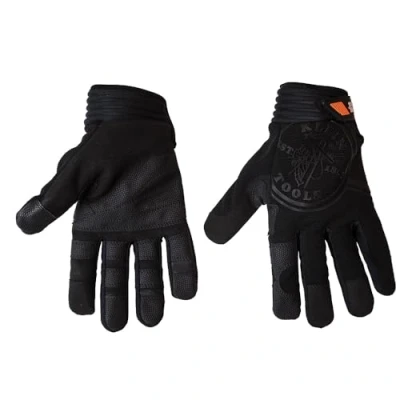 Image of Klein Tools 40233 Wire Pulling Gloves, Extra Grip Work Gloves with Thumb Reinforcements and Patches on Palm Fingertips, Large
