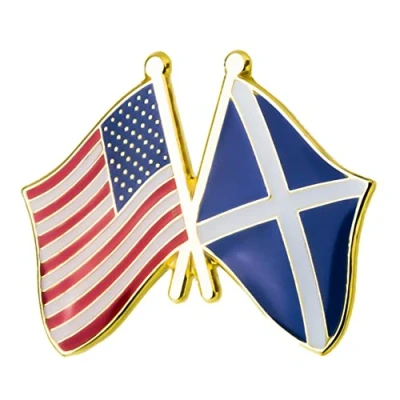 Image of United States USA &amp; Scotland Saltire Friendship National Flag Metal Enamel Pin Badge