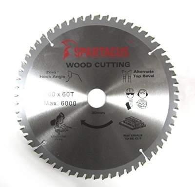 Image of Spartacus 260mm Diameter x 60 Teeth 30mm Bore Wood Cutting Mitre Chop Saw Blade Fits Dewalt DW709 DW711