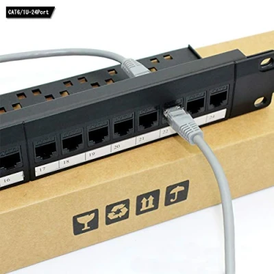 Image of Network Patch Panel, 24 Port 1U Rack Mountable CAT6 Panel Pro RJ45 110 Mini Pane, Easy to Install, Cable Distinction, No Rust and Durable(RJ45 Straight)