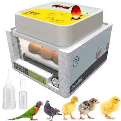 Image of Okköbi OBI 12 Egg Incubator for Hatching Chickens, Ducks &amp; Other Birds + New 2024 Automatic Turner Temperature Control Humidity Display Integrated Candler 5 Year Assurance