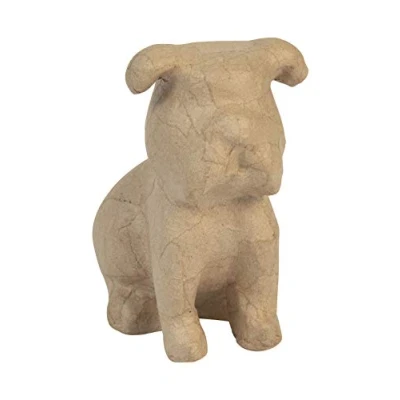 Image of Décopatch Ref SA226C Sitting Bulldog Papier Maché Object to Decorate 15 x 9.5 16cm with Papers &amp; PaperPatch Glue, Glitter, Paints