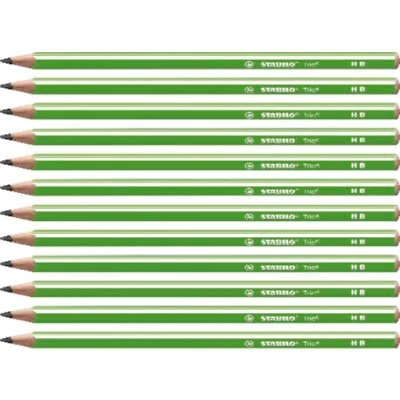 Image of Graphite Pencil STABILO Trio Green Box of 12 HB