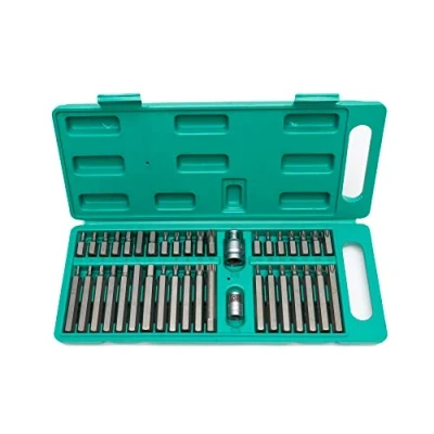 Image of Power bit Set 40t pcs with Extra Long bits, Holder 1/2&quot; and 3/8&quot; by Wiesemann 1893 I for Internal Torx Screws T20 T55 Hexagon Socket 4mm 12mm XZN 80034