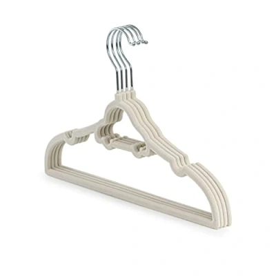 Image of 20 Childrens Velvet Baby hangers for Clothes Non Slip or Toddler Kids Clothing and Coats Space saving Bedroom Wardrobe Ivory