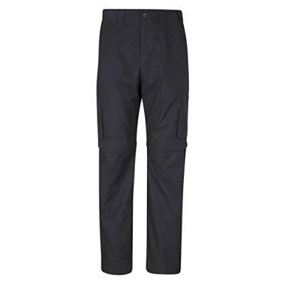 Image of Mountain Warehouse Trek Mens Convertible Trousers Knee Zip Hiking Pants, Lightweight Trousers, Adjustable Good Fit Casual Bottoms for Travelling Jet Black Men&#039;s W32