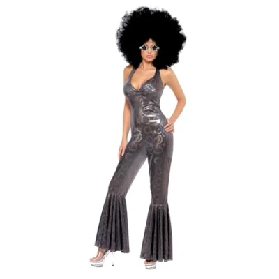 Image of Smiffys Disco Diva Costume, Silver, S UK Size 08 10