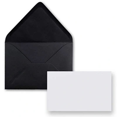 Image of FarbenFroh by GUSTAV NEUSER 25x pieces card with envelope set single cards Din A8 7.1x4.5 cm bright white envelopes C8 7.6x5.2 black wet glue