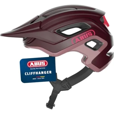 Image of ABUS CliffHanger MTB helmet bike for demanding trails with large ventilation openings &amp; TriVider strap system men and women dark red, size L