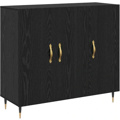 Image of vidaXL Sideboard with Storage Door Black 90 x 34 80 cm Engineered wood