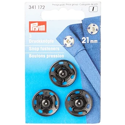 Image of Prym PRYM_341172 1 Sew On Snap Fasteners Brass Black 21 mm