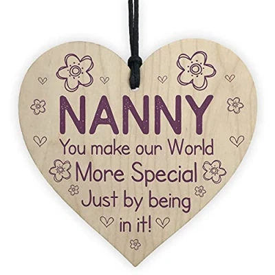 Image of RED OCEAN For Nanny Wooden Heart Sign Keepsake Birthday Gifts Her