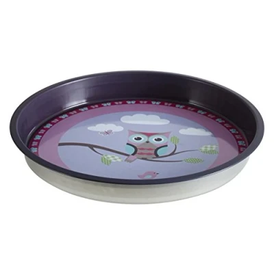Image of Premier Housewares 507322 Happy Owls Serving Tray, Round, Tin, Multi Colour, 33 x 4 cm, 1 piece