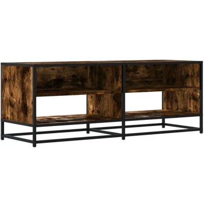 Image of vidaXL TV Cabinet Stand Media Unit Smoked Oak Engineered Wood and Metal with Ample Storage 120.5x40x46 cm