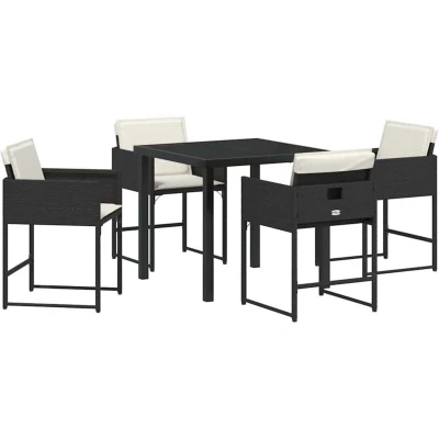 Image of vidaXL Garden Dining Set 5 pcs Black Poly Rattan
