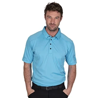 Image of Island GREEN Mens Performance Coolpass Polo Shirt Turquoise S