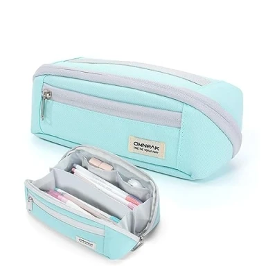 Image of Omnpak Pencil Case Large Capacity with Carry Handle School Boys Girls Teenagers Zipper Unisex Stationery Storage Spill Resistant Scratch