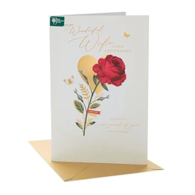 Image of UK Greetings Anniversary Card for Wife Stunning Rose Design