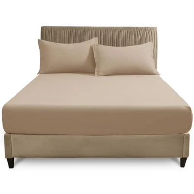 Image of Gaveno Cavailia Super Soft Plain Dyed Diamond Fitted Sheet [ King Natural ]