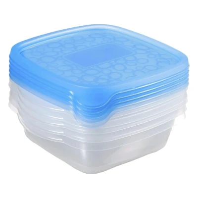 Image of Curver 0046986200 Take Away food storage container, Set of 5, 0.6 L transparent/Blue