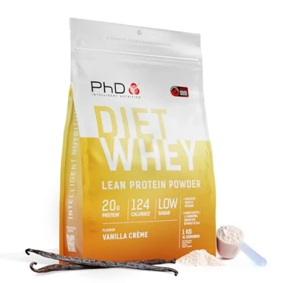 Image of PhD Nutrition Diet Whey, Low Calorie Carb Vanilla Protein Powder, Supports Lean Muscle &amp; Recovery 20 Servings, 500g