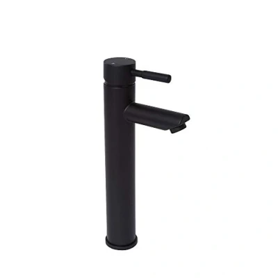 Image of Milano Nero Modern High Rise Mono Bathroom Basin Mixer Tap Lever Handle Black