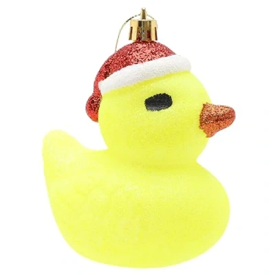 Image of Christmas Concepts® 1 x 110mm (4.3&quot;) Glittery Festive Duck Bauble Tree Decorations (Yellow)