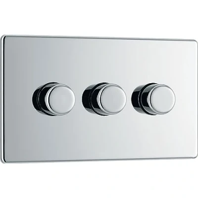 Image of BG Electrical Screwless Flatplate Triple Dimmer Intelligent Light Switch