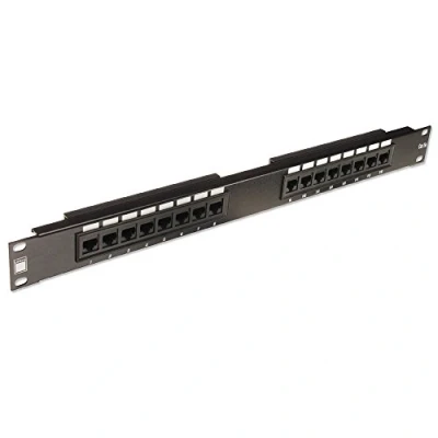 Image of LINDY 19 Inch CAT6 1U 16 Port RJ 45 Patch Panel Unshielded Black