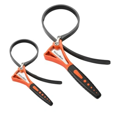 Image of ValueMax 2 Piece Strap Wrench Set, Adjustable with 460mm and 630mm, Rubber Max Tension 2000N, Spanner Oil Filter for Plumbing, Jar Opener