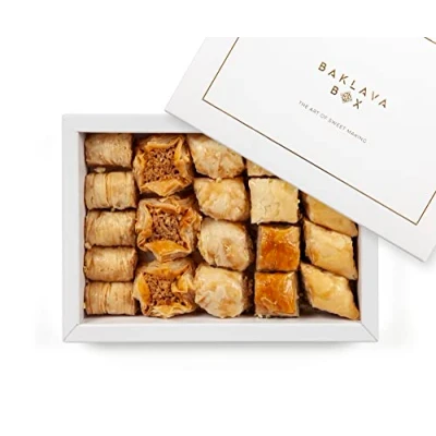 Image of 250g bitesize Baklava Gift Box Black, approx 20 pieces, authentic, traditional arabic baklawa, luxury presentation box, handmade fresh backlava