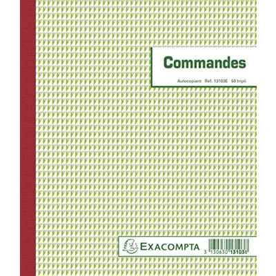 Image of Exacompta Ref. 13103AE 1 Manifold COMMANDES 50 numbered carbonless sheets in 3 copies (1 original + 2 copies) size 210 x 180 mm made France