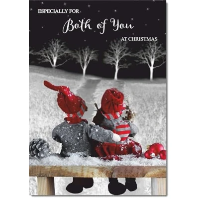 Image of doodlecards To Both of You Christmas Card Couple at Night Medium Size for with Plain Envelope