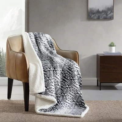 Image of Eddie Bauer Throw Blanket, Super Soft Reversible Sherpa Fleece Bedding, Ideal Christmas &amp; White Elephant Gifts, Cozy Plaid Blankets for Couch (San Juan Grey, Throw)