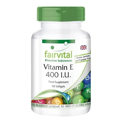 Image of Fairvital Vitamin E 400 IU Bulk Pack for 3 Months HIGH Dosage 90 softgels antioxidant