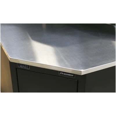 Image of Sealey Premier Stainless Steel Corner Worktop 930mm