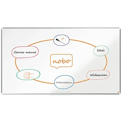 Image of Nobo Premium Plus Steel Magnetic Whiteboard 600x450mm, Aluminium Trim, EU Ecolabel Certified, 1915154