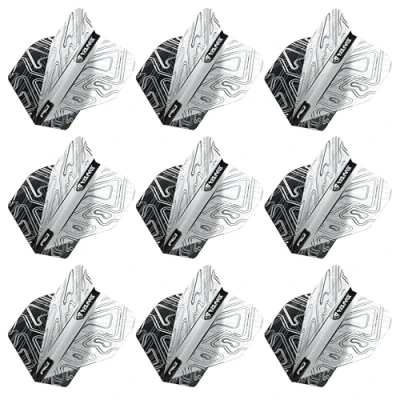 Image of RED DRAGON Yin Yang Double Sided White &amp; Black Standard Dart Flights 3 Sets Per Pack (9 in total)