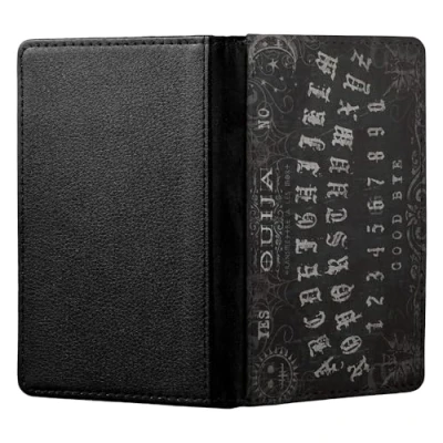 Image of ShopQuality4U Personalised Ouija Board Goth Emo MetaI Customised PU Leather UK British Passport Cover Holder