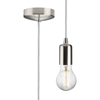 Image of KnightsBridge 1.8m E27 Contemporary Pendant Set Brushed Chrome
